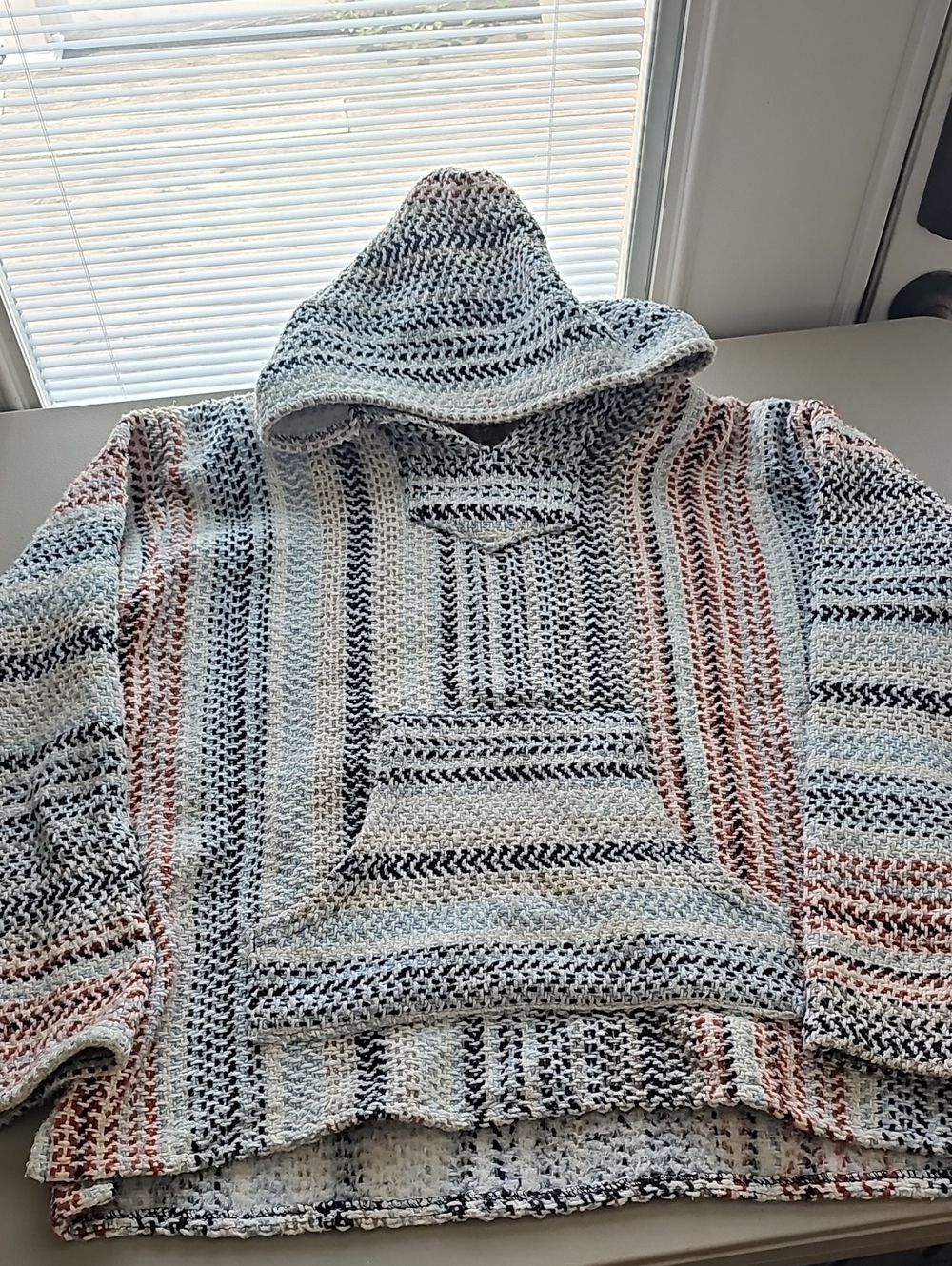 Baja Joe Multicolor Striped Hooded Baja Sweater - Men's
